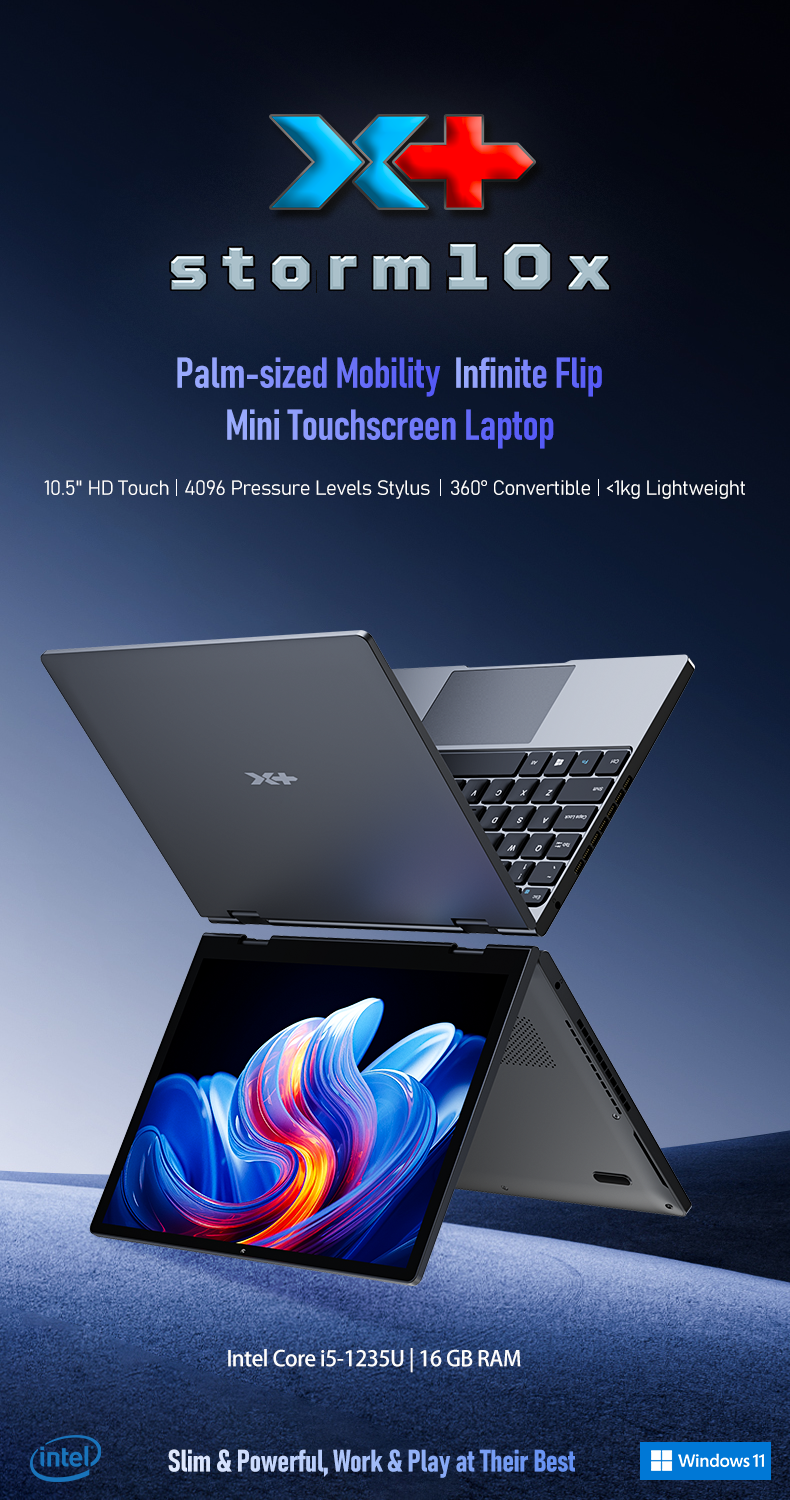 10" 1235U Mini Laptop - 2-in-1 Netbook 4.4Ghz Tablet 16GB DDR5 512GB - Storm10x