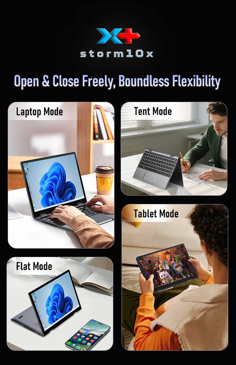 10" 1235U Mini Laptop - 2-in-1 Netbook 4.4Ghz Tablet 16GB DDR5 512GB - Storm10x