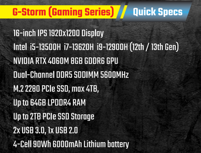 G-Storm - i9-12900HK + NVIDIA 4060M