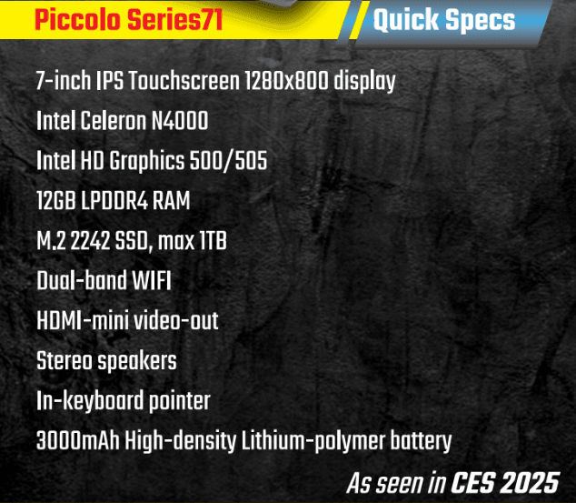 7-inch Laptop - AMD Ryzen N150 N250 N55 N305 N350 N355 16GB DDR +