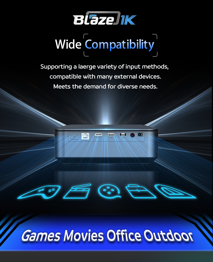 1000 Lumens 100-Inch Android Amlogic T982 Smart Projector - Blaze1K