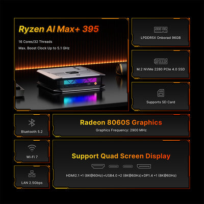 Rival Ryzen AI Max+ 395 | Turbo 5.1GHz | Radeon 8060S| 96GB LPDDR5 | 2TB PCIe 4.0 SSD | LLMs Support - X-RIVAL