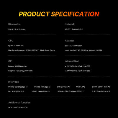 Rival Ryzen AI Max+ 395 | Turbo 5.1GHz | Radeon 8060S| 96GB LPDDR5 | 2TB PCIe 4.0 SSD | LLMs Support - X-RIVAL
